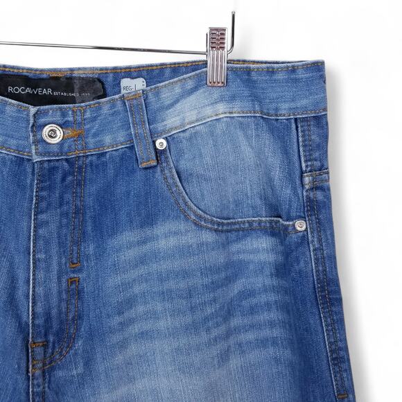 ROCAWEAR Regular Fit Authentic Denim Shorts 90s Y2K Baggy Skate Street - Picture 4 of 7